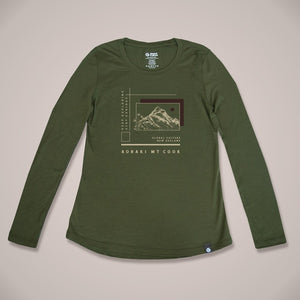 
                  
                    Aoraki Mt Cook Long Sleeve Womens Merino T-Shirt
                  
                